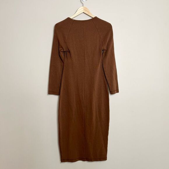 Victor Glemaud Portrait Collar Midi Dress in Brown Size Small - Picture 7 of 9